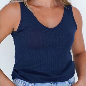 Carly Jean Los Angeles CJLA Ribbed V-Neck Tank